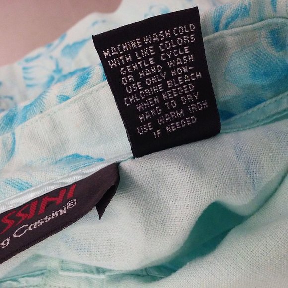 Y2K Cassini Linen Floral Blouse Sz-L Pocket SSL - Picture 7 of 10